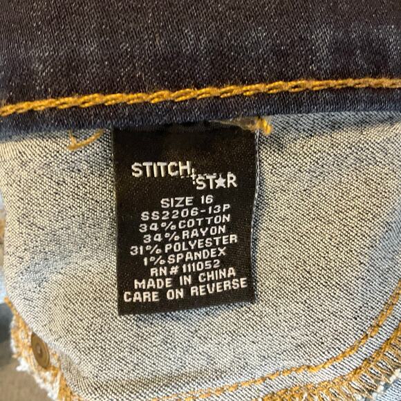 STITCH STAR Women Skinny Jeans size 16 US Blue Mid Rise Stretch Boot Cut - Picture 8 of 11